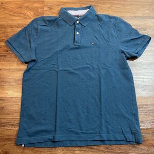 Tommy Hilfiger Polo Custom Fit Coupe Sur Mesure Shirt Short Sleeve Blue Men's XL